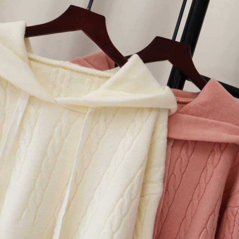 【tops】フード付きニットセーター　M27526