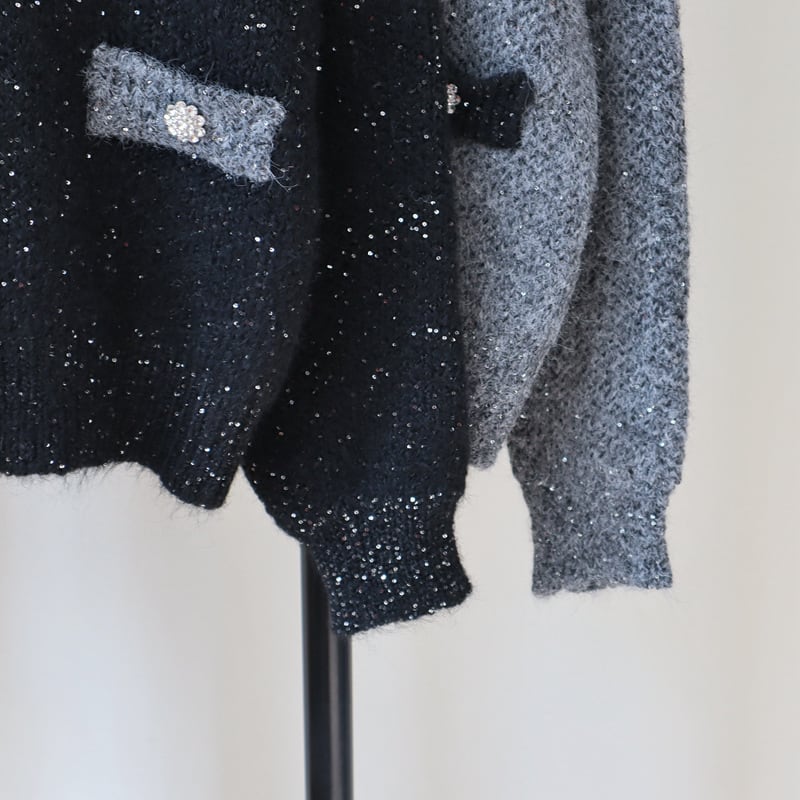 【outer】スパンコールニットカーデ　M27902