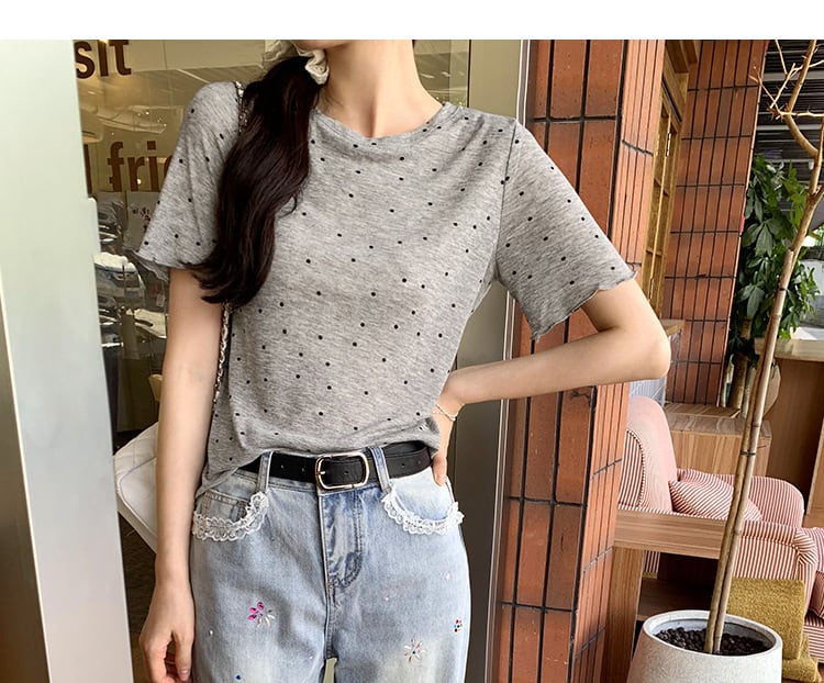 【tops】ドット柄Tシャツ　M24822