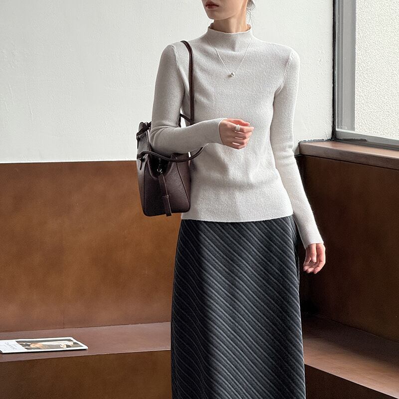 【tops】ハイネックニットトップス Q6970