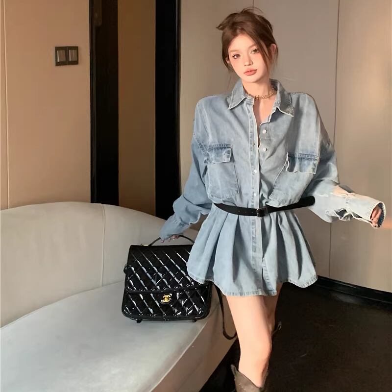 【dress】Aラインデニムワンピース Q8179