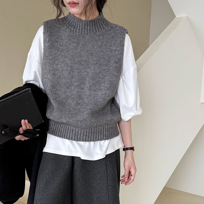 【outer】バックオープンニットベスト Q7096