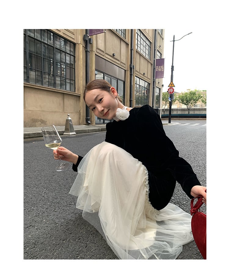 【dress】チュールドッキングワンピース　M26460