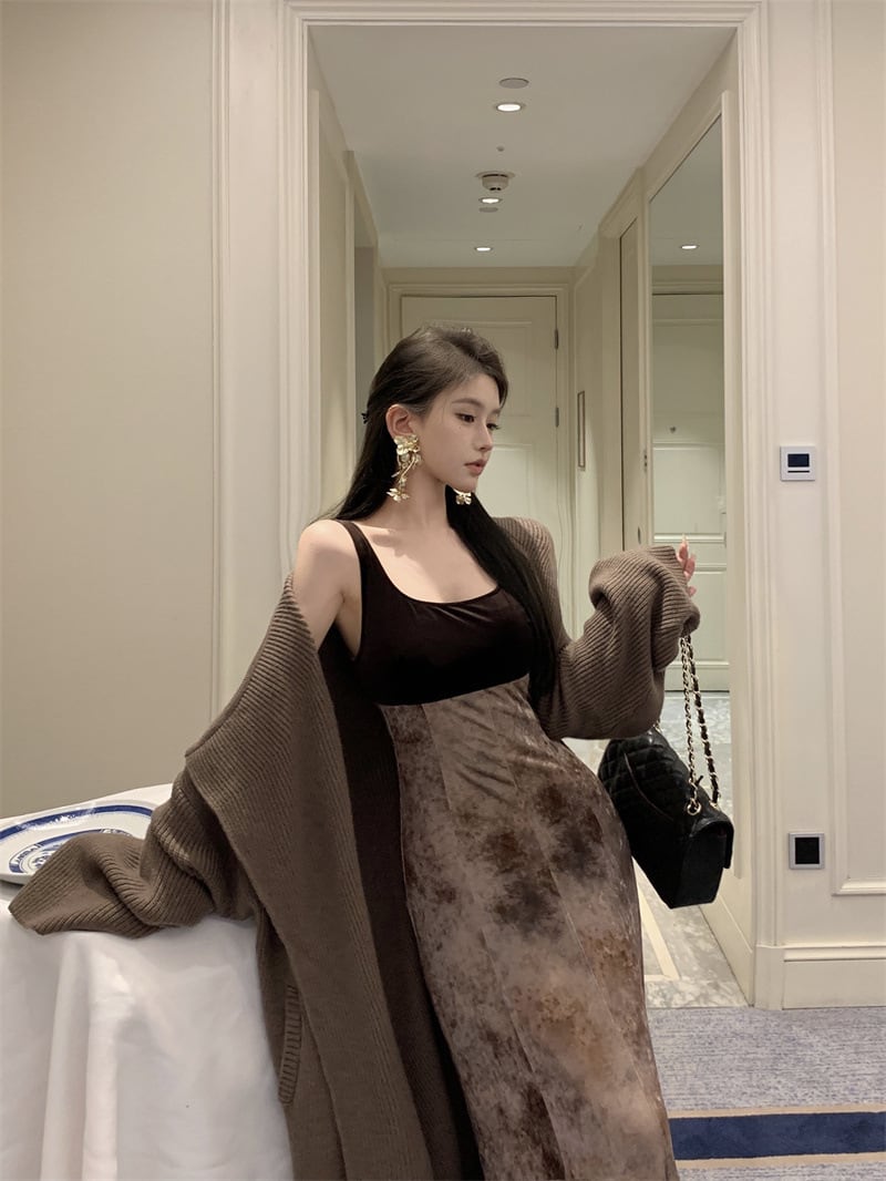 【outer】ロング丈ニットカーデ　M27936