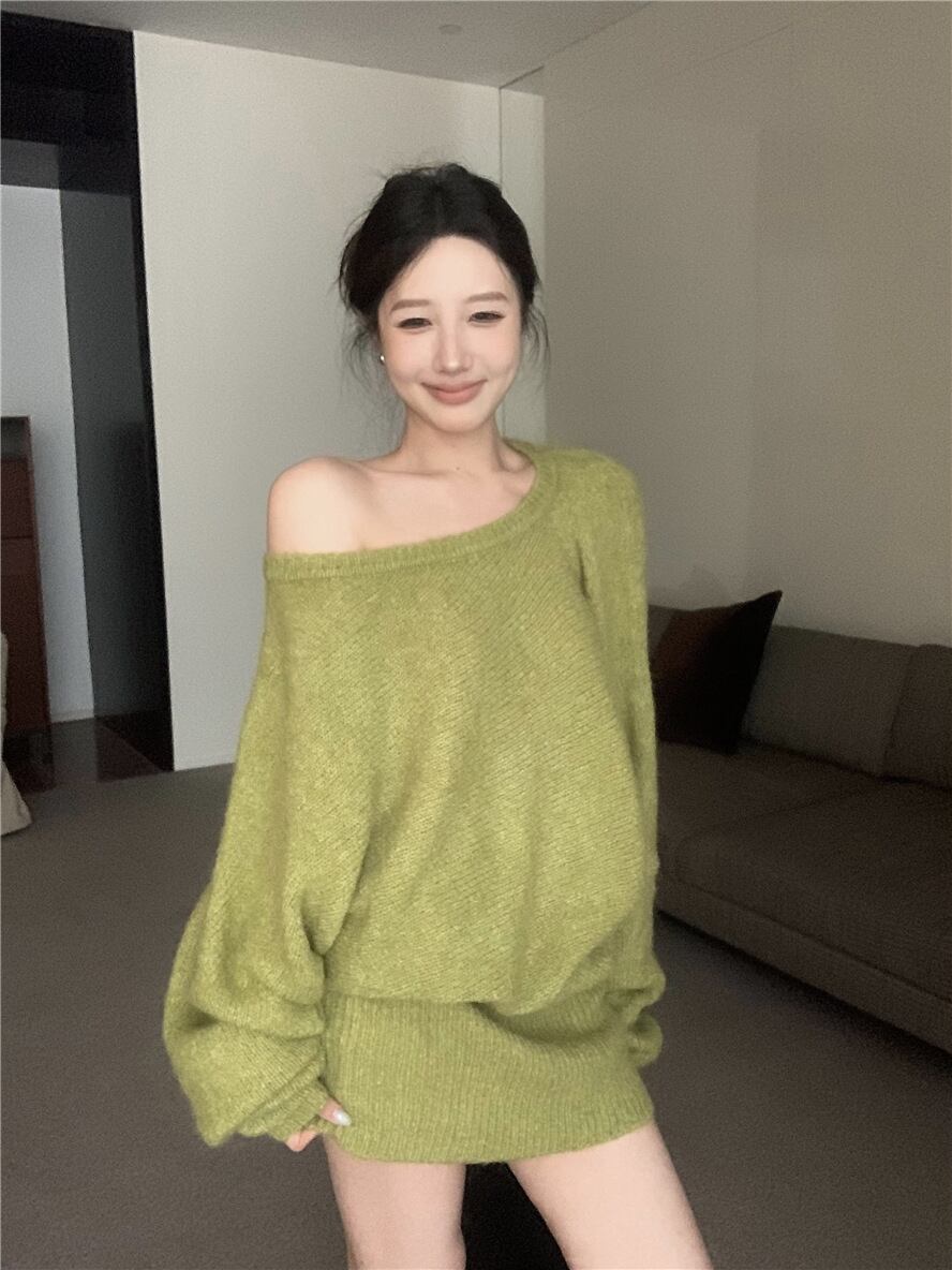 【dress】オフショルダーニットワンピース　M27956