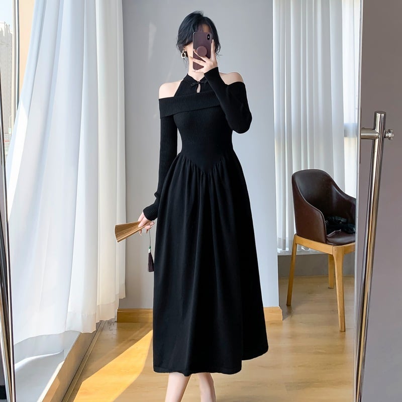 【dress】切り替えニットワンピース　M26174