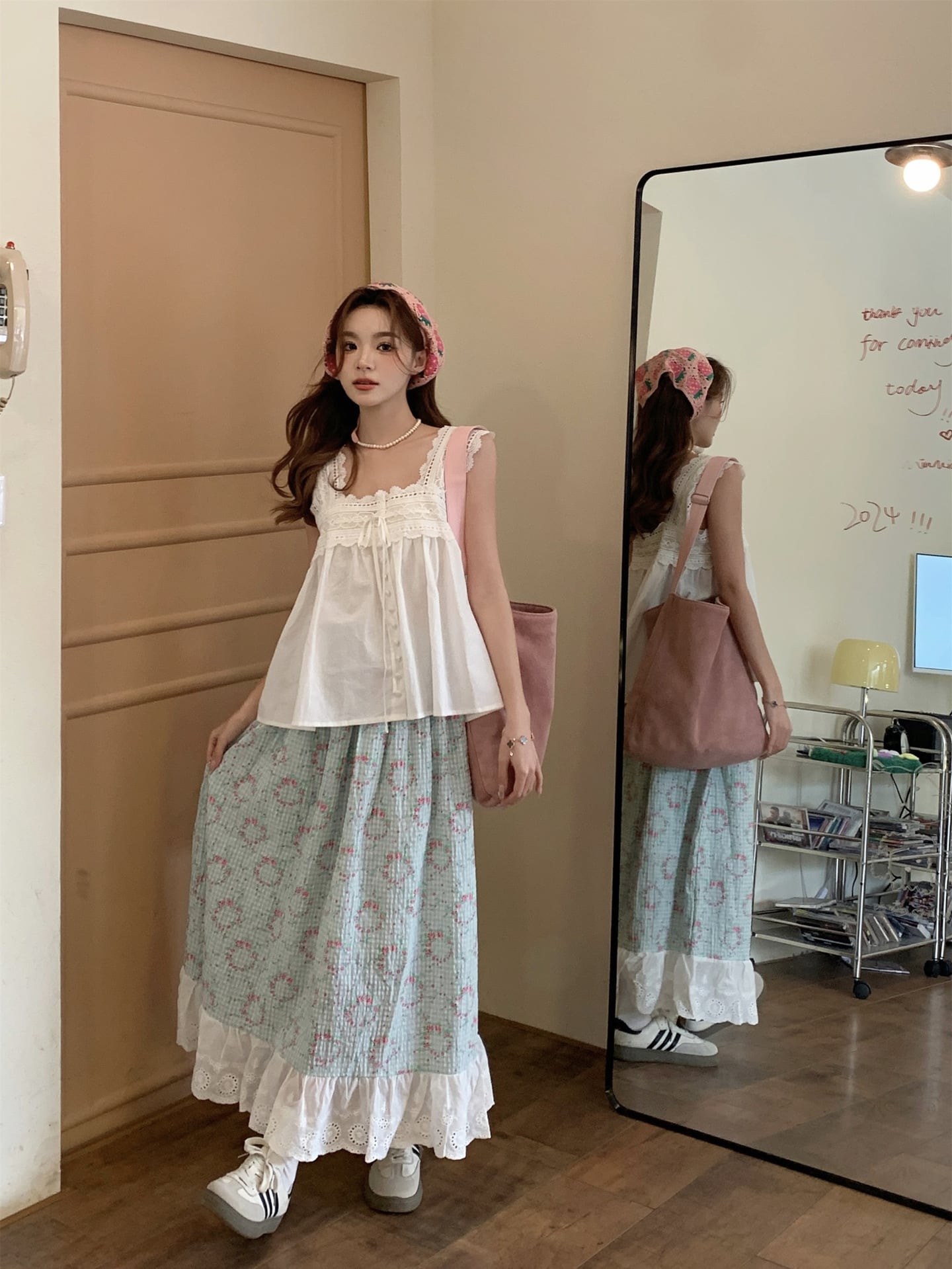 【bottoms】Aライン花柄スカートG20484