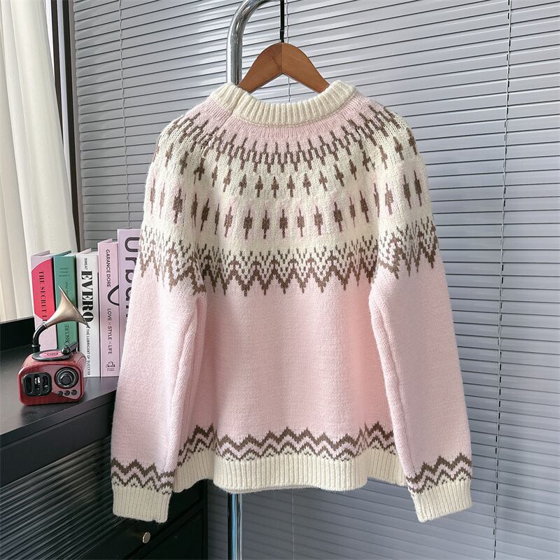 【tops】ジャカードニットセーター　M28285