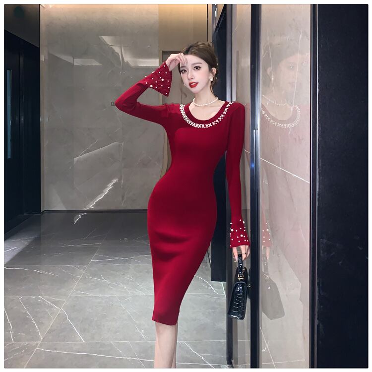 【dress】パールニットワンピース　M27487