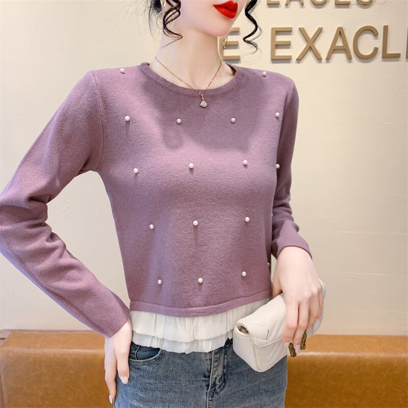 【tops】パールドッキングニットトップス　M28572