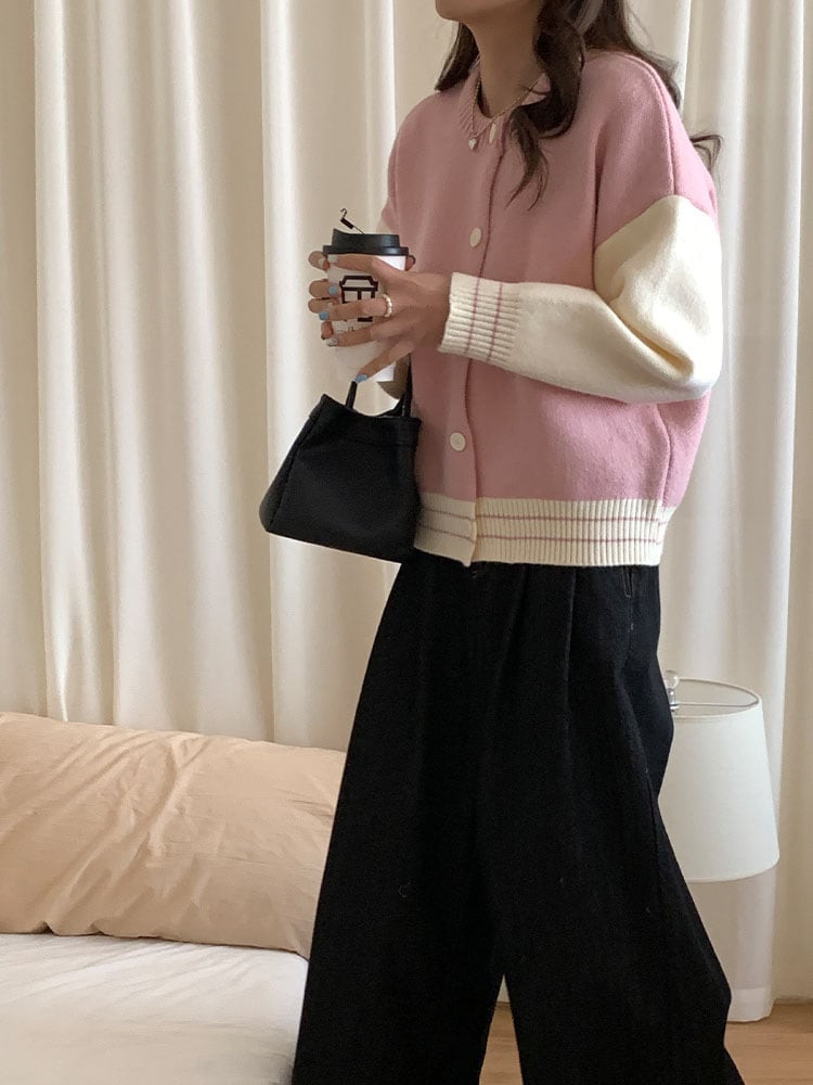 【outer】配色ニットカーデ　M25964