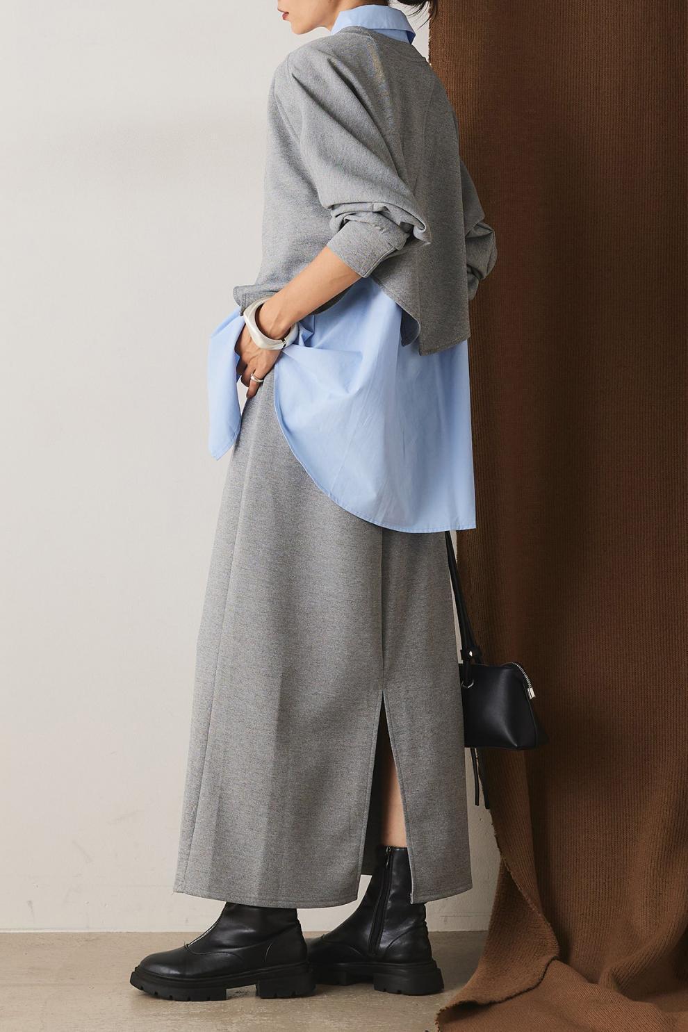 【set】シャツ×スリットトップス×ロングスカート3点セット     N3429