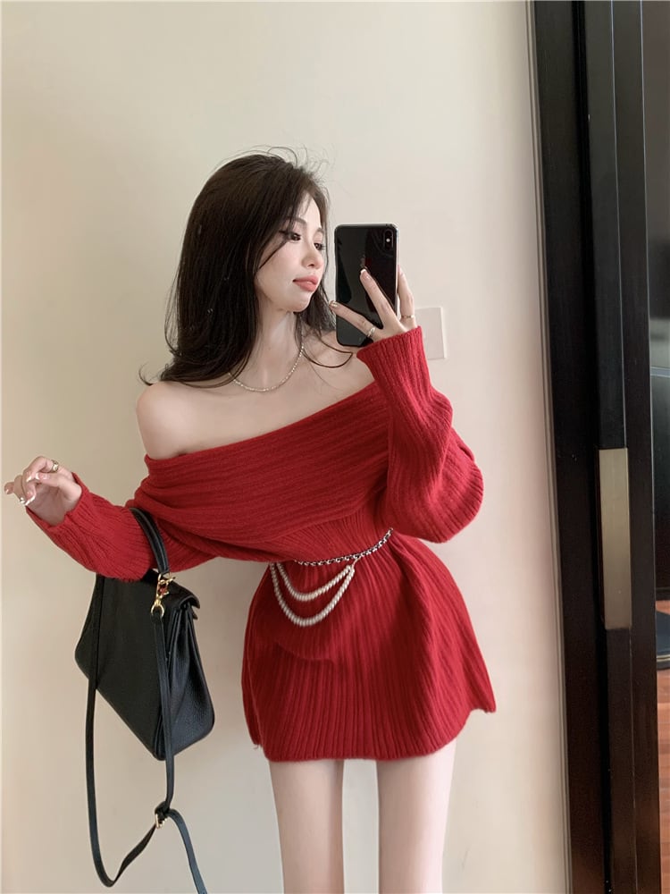 【tops】ボートネックニットセーター　M27973