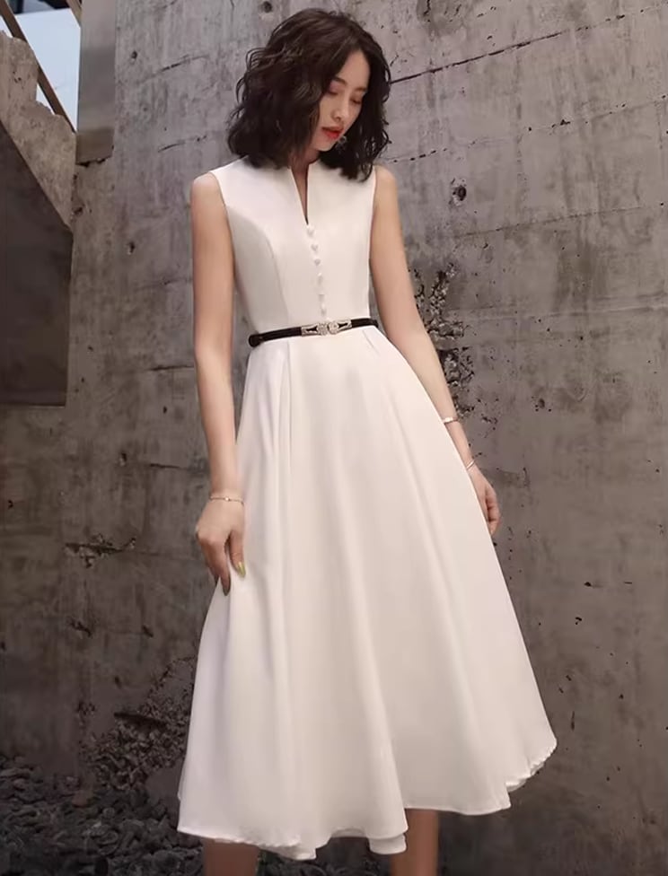 【dress】ノースリーブAラインフレアワンピース Q8438
