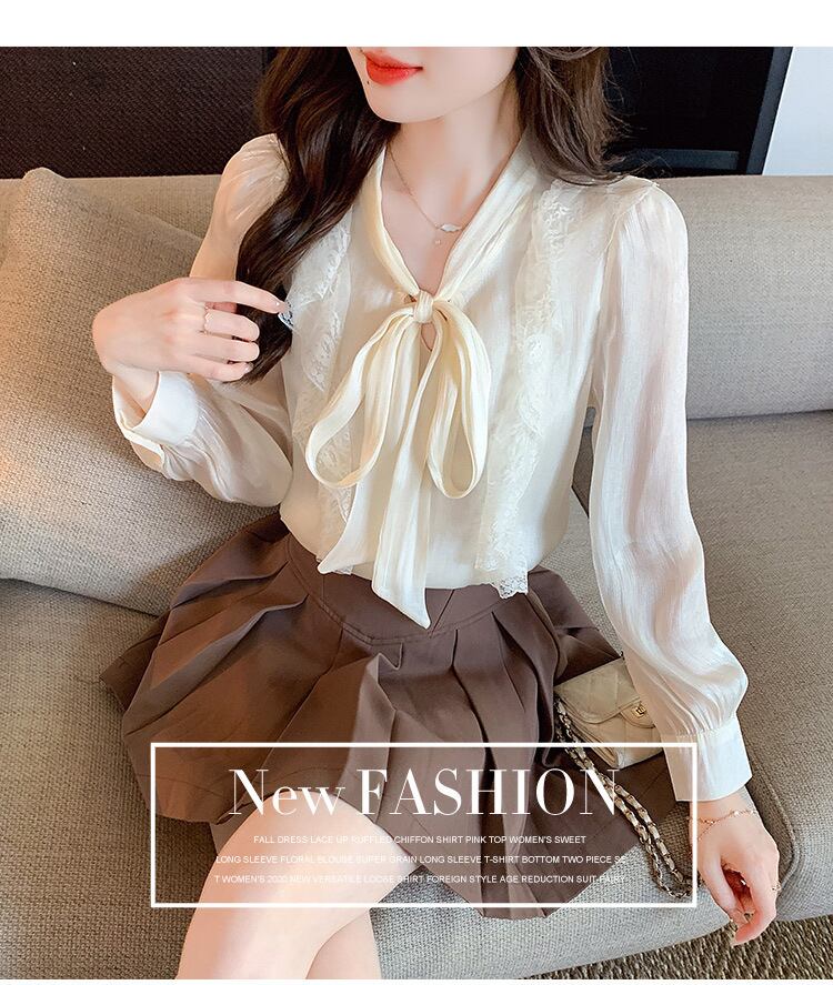 【tops】リボン付きシャツトップス　M29094