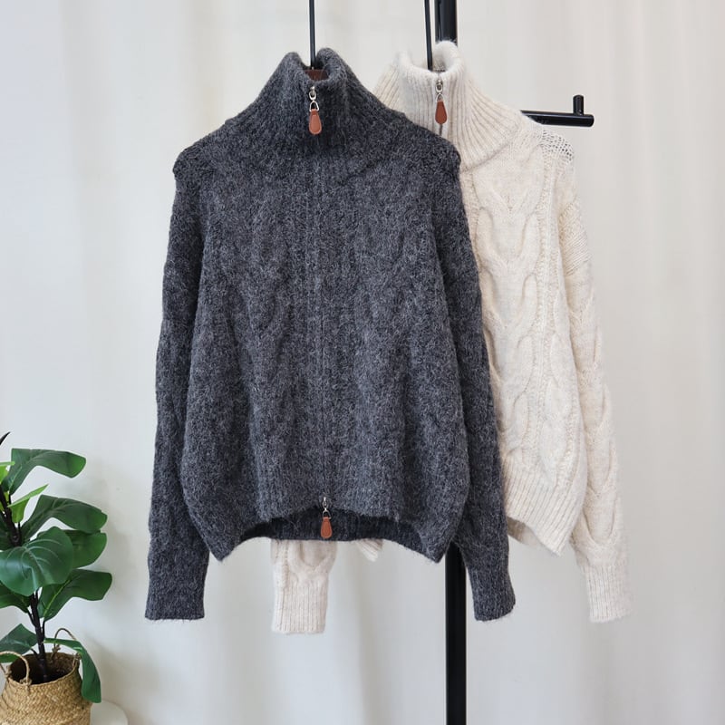 【outer】ファスナーニットカーデ　M27293