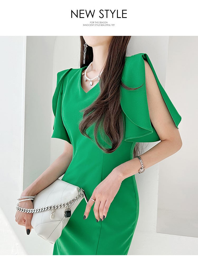 【dress】Vネックフリルワンピース　M24286