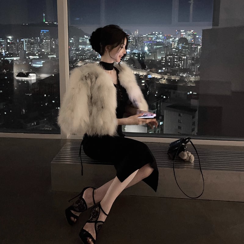 【dress】ノースリーブニットワンピース Q7633