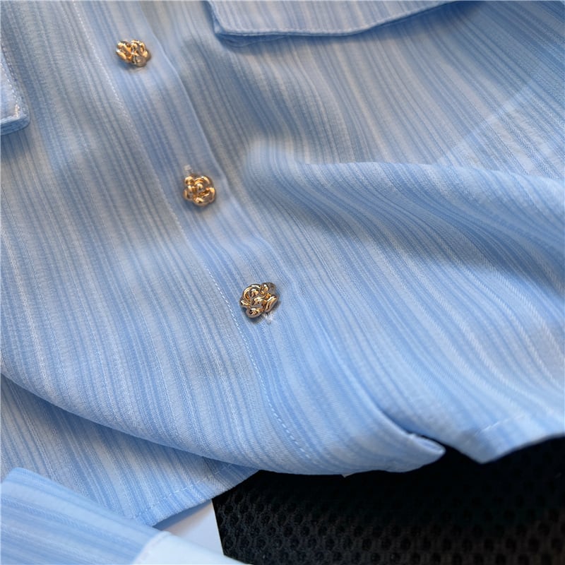 【tops】ストライプ柄薄手ブラウスG20658