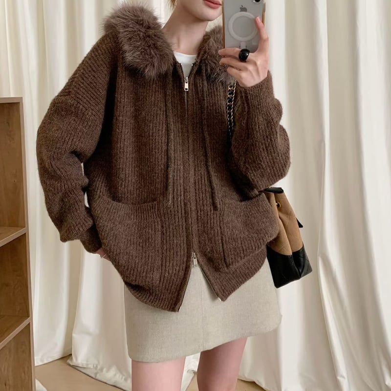 【outer】Wジップニットカーディガン Q6994