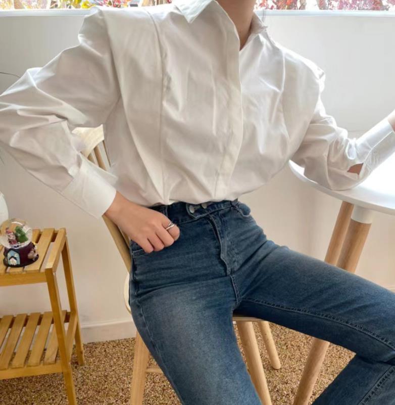 【tops】POLOネック長袖ブラウスF7058