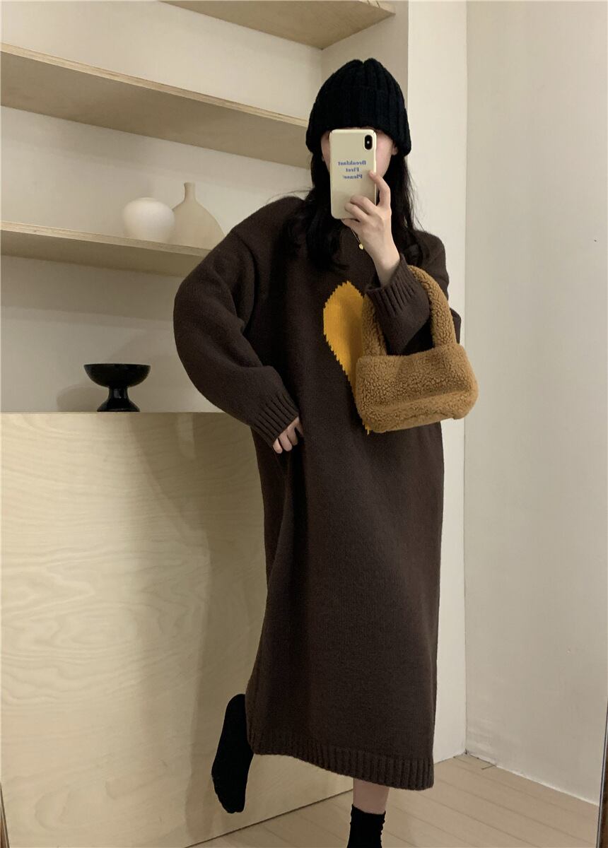 【dress】ハート柄ニットワンピース 　N2240