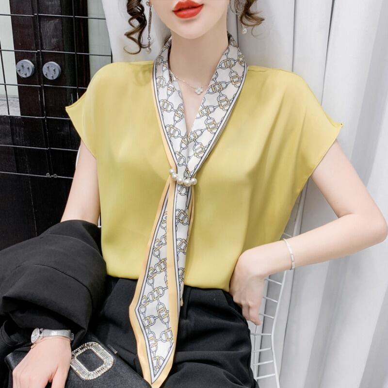 【tops】エレガント フランス風 上品なシルエットスウィートノースリーブシフォンシャツ G6716