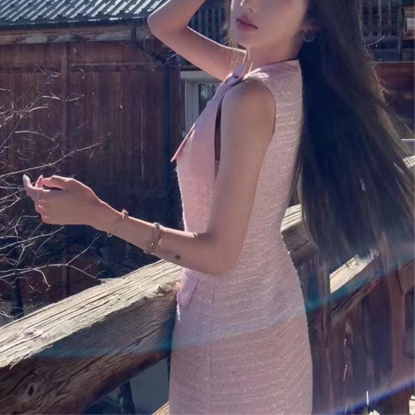 【dress】リボン付きツイードワンピース　M24021