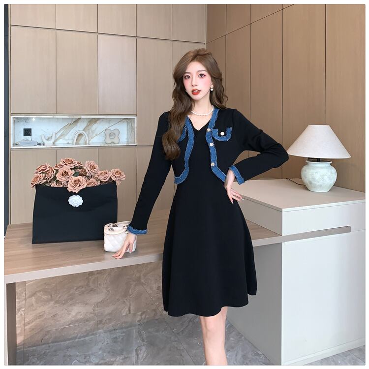 【dress】ドッキングニットワンピース　M18359