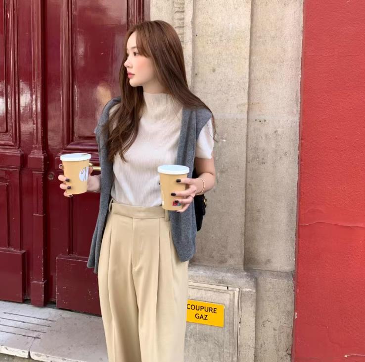 【tops】5色ハーフネックＴシャツF7422