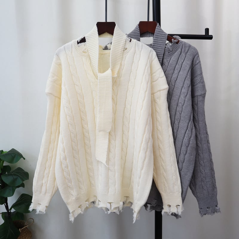 【tops】不規則 イレギュラーニットセーター　M28597
