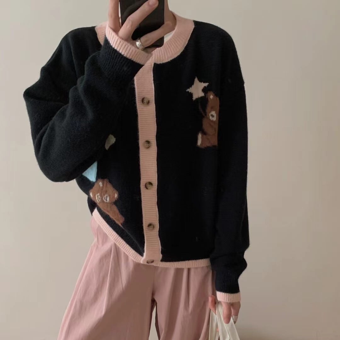 【outer】くまちゃんニットカーデ　M26336