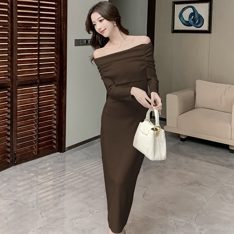 【dress】オフショルダーニットワンピース　M28026