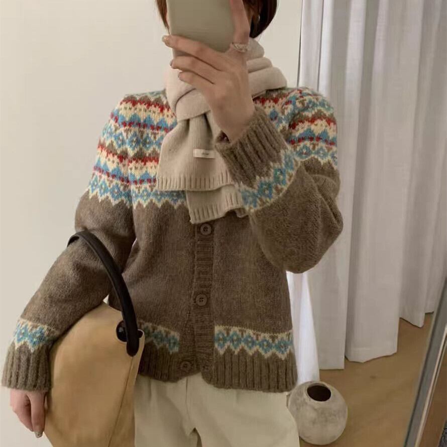 【outer】ジャカードニットカーデ　M27424