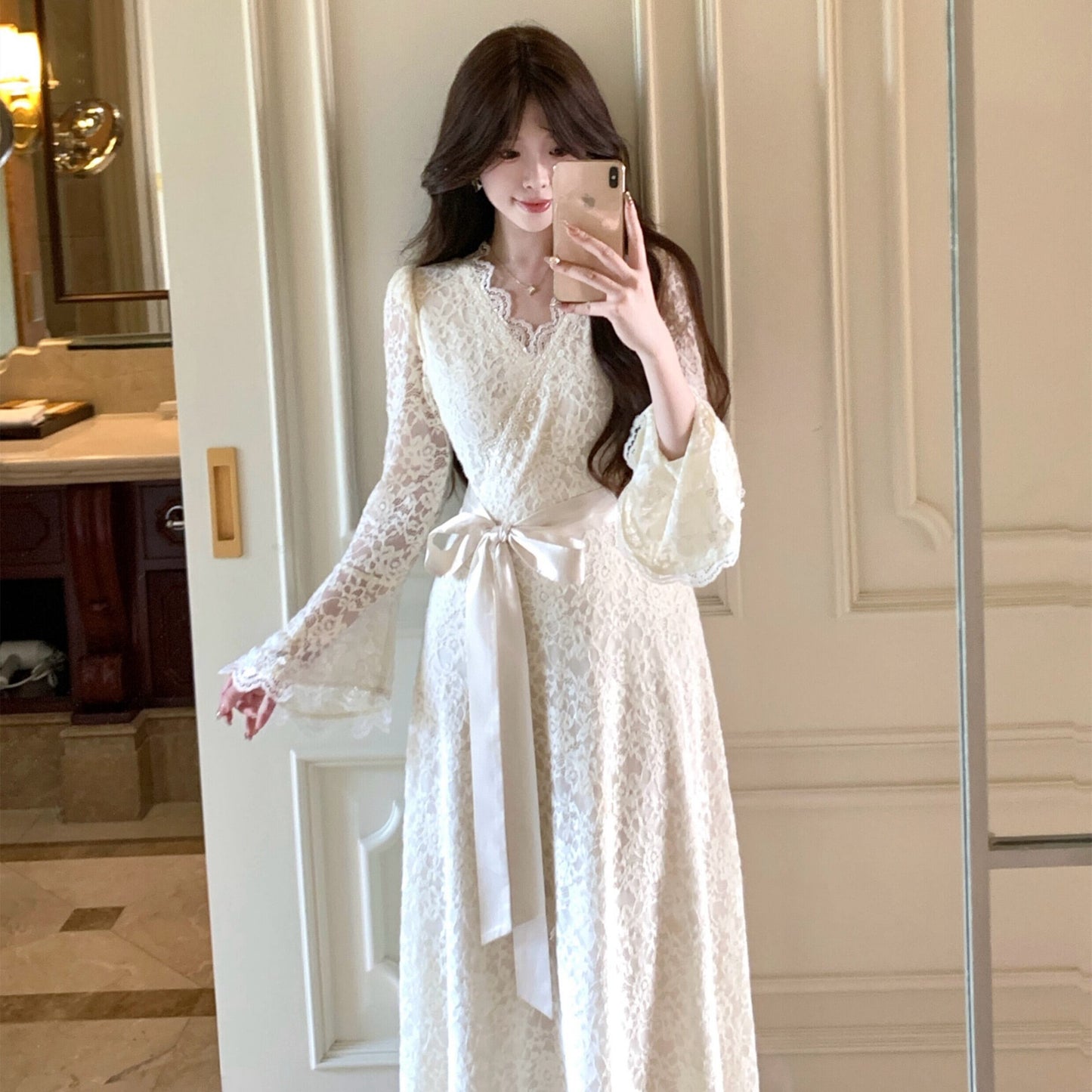 【dress】ベルスリーブレースワンピース　N3514