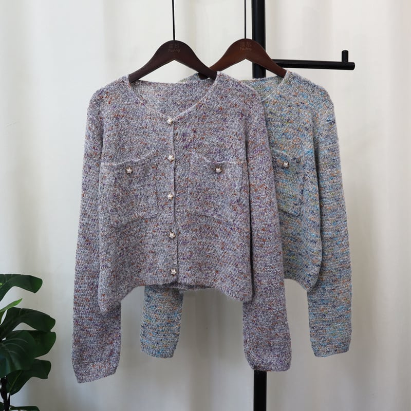 【outer】クルーネックニットカーデ　M25378