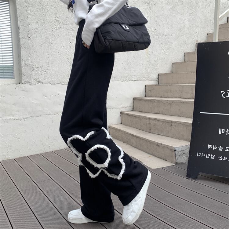 【bottoms】大活躍!ルーズ気質満点ハイウエスト厚手カジュアル裏起毛ガウチョパンツ G10627