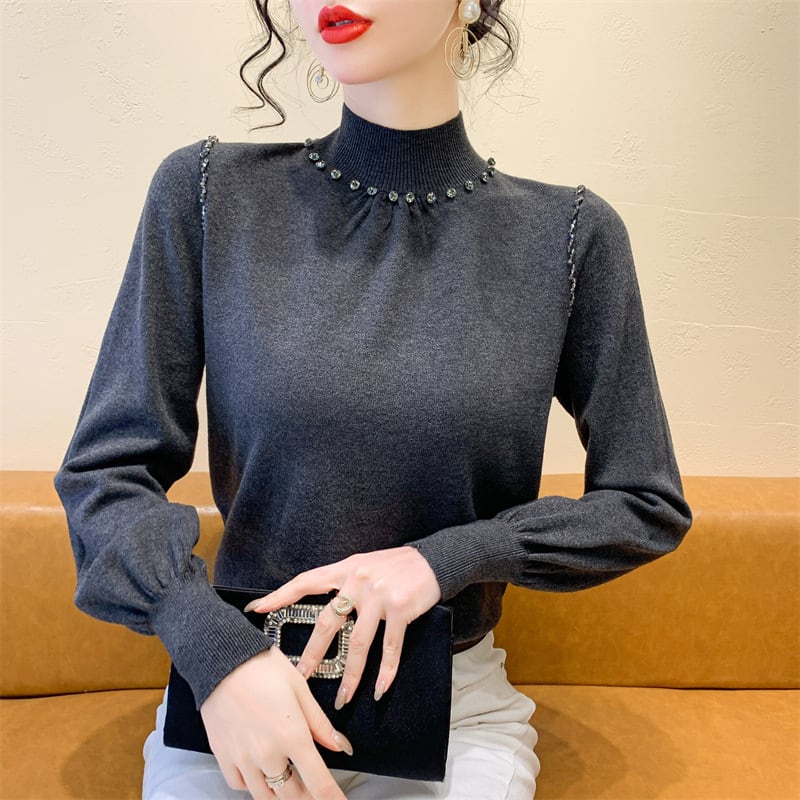 【tops】ビジューニットトップス　M27840