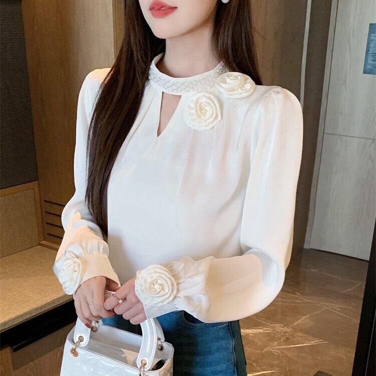 【tops】立体フラワーシャツトップス　M28972