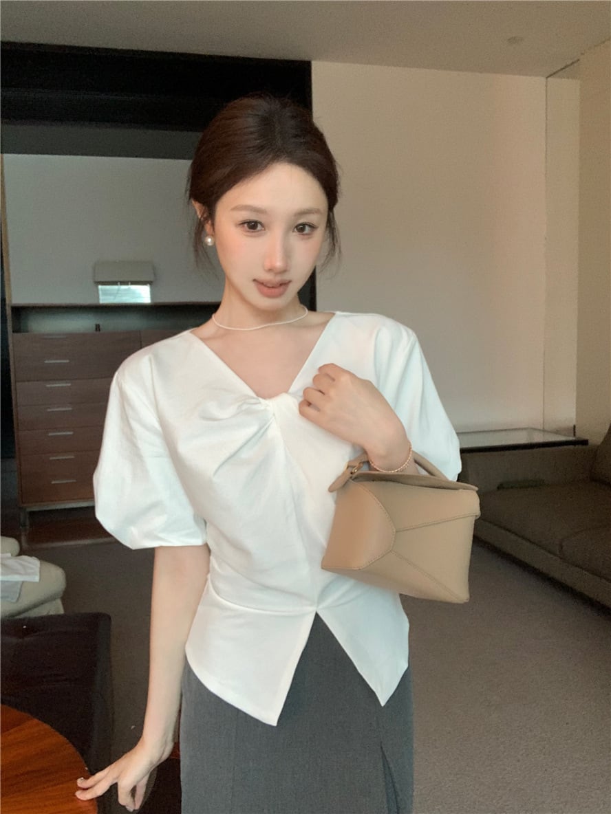 【set】Vネックトップス×スカートセット　M24287