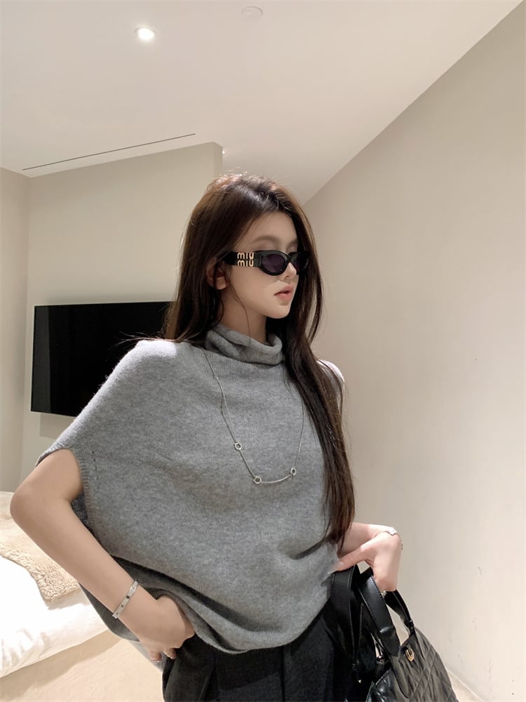 【tops】ハイネックニットケープ　M27049