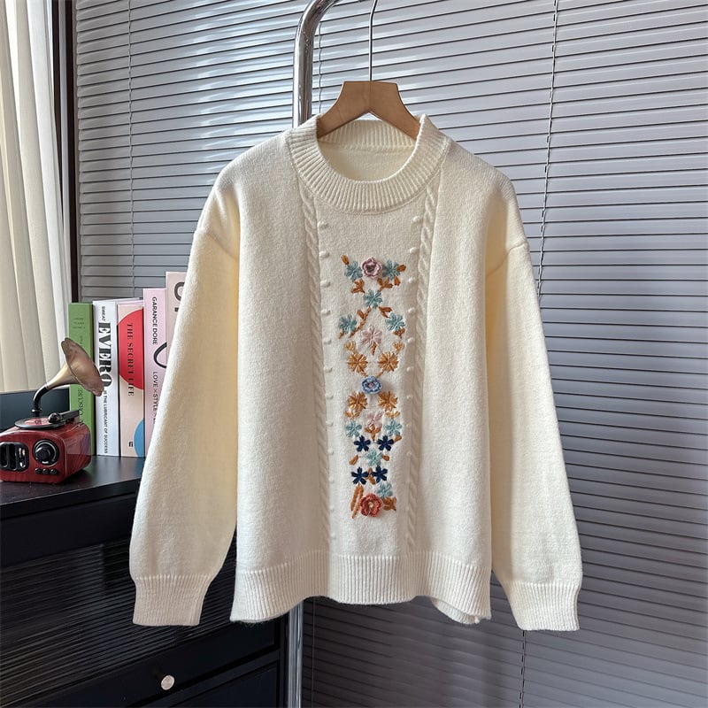 【tops】刺繍ニットセーター　M19101
