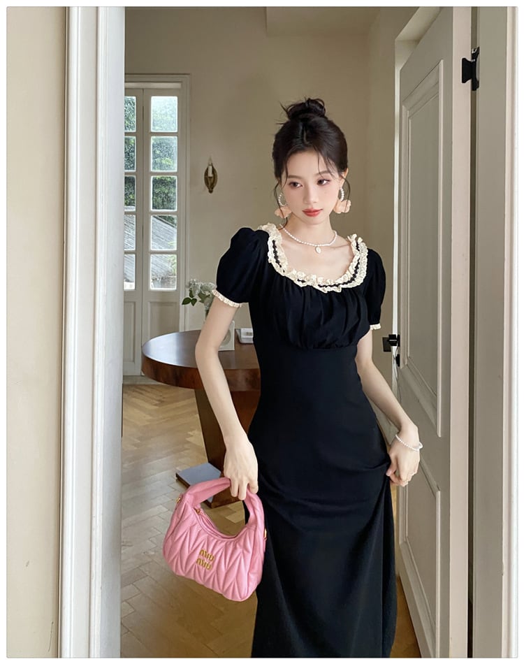 【dress】レース切り替えワンピース　M24334