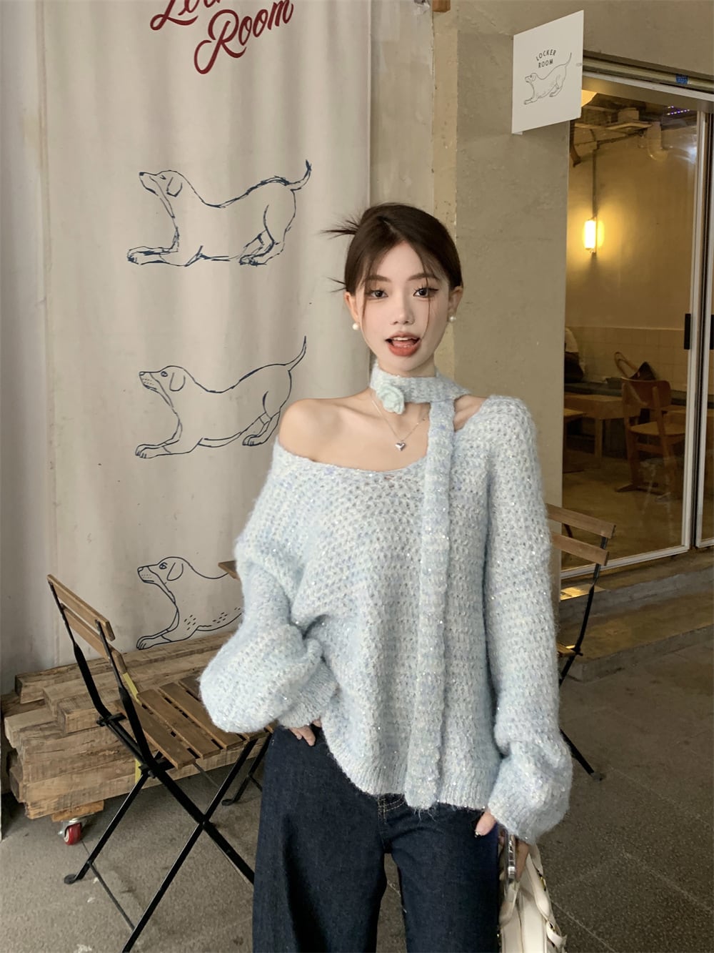 【tops】Vネックニットセーター　M27059