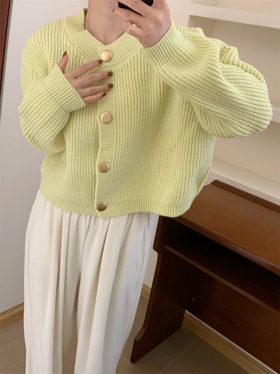 【outer】クルーネックニットカーデ　M18817