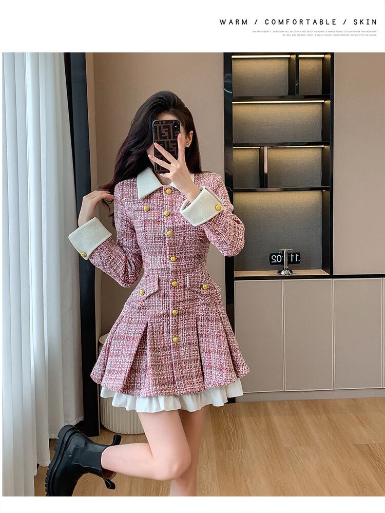 【dress】ツイードドッキングワンピース　M18135