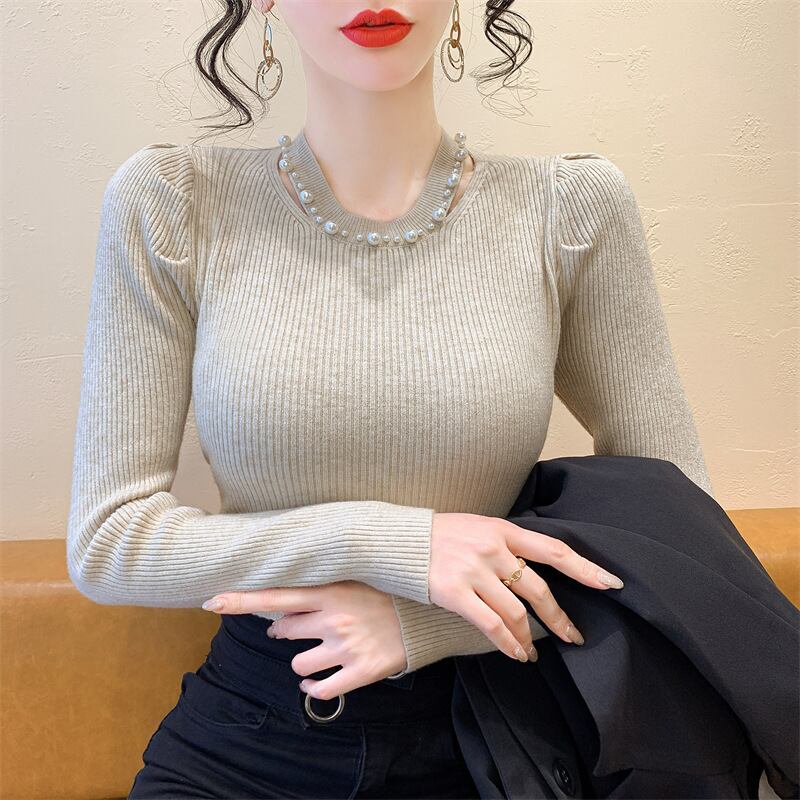 【tops】パールニットトップス　M27556
