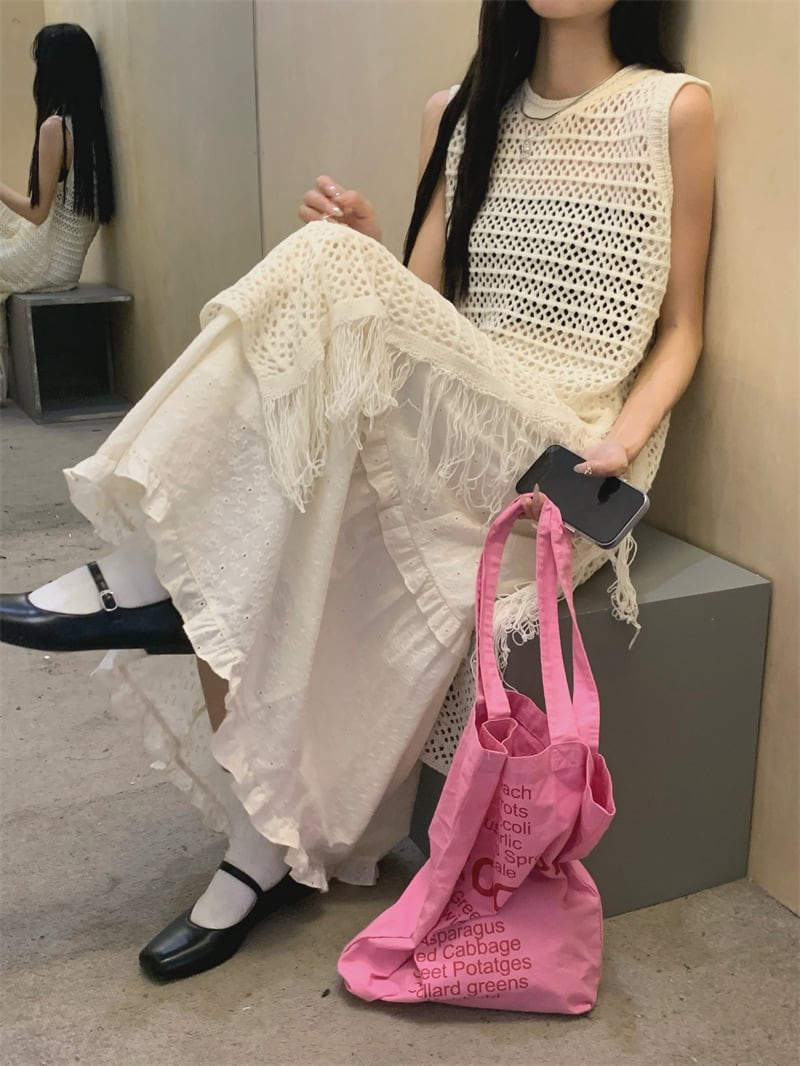 【dress】カットワークフリンジワンピース　M24756