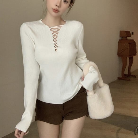 【tops】カットワークニットトップス　M28716