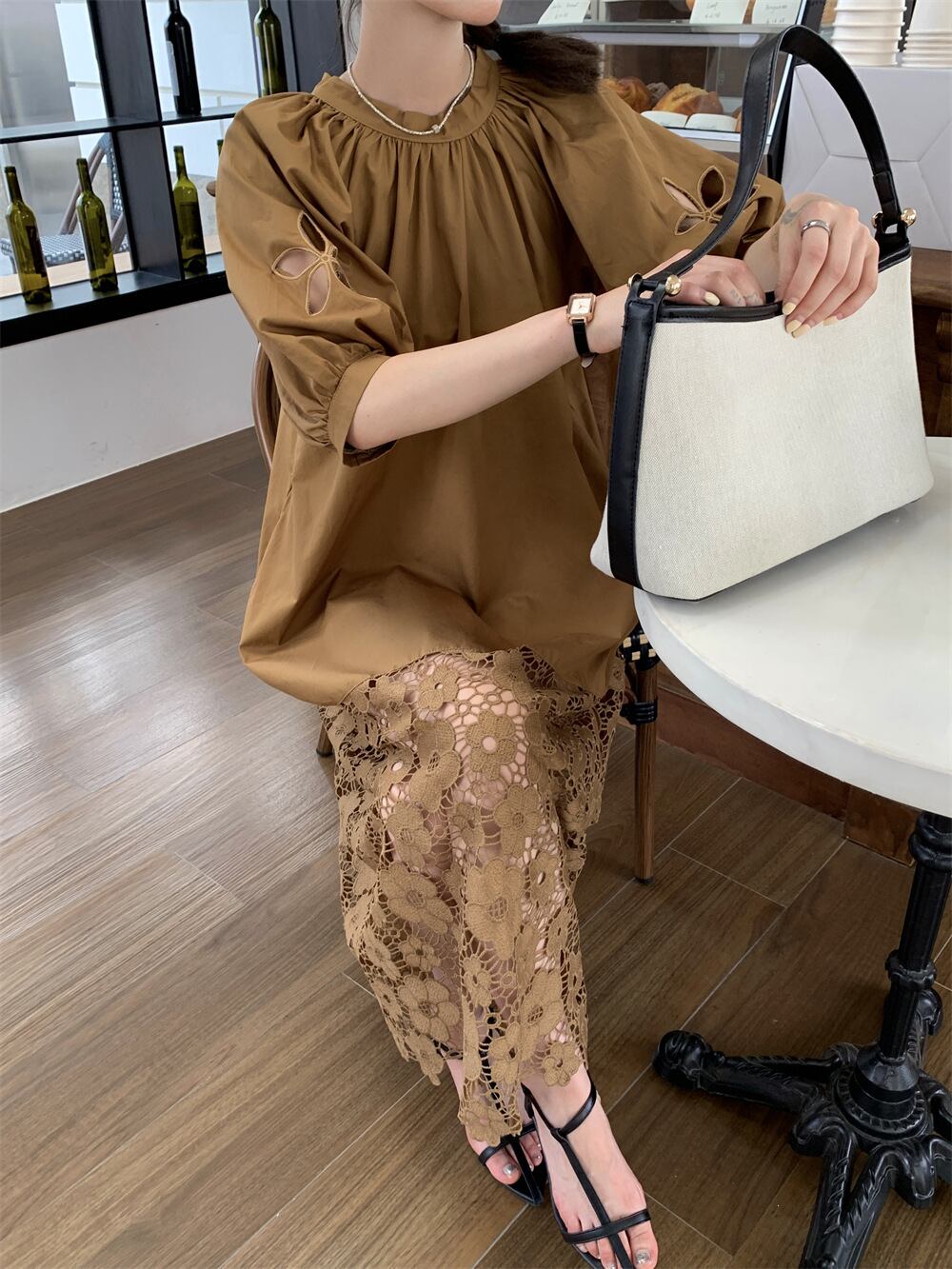 【dress】レース切り替えワンピース　M29778
